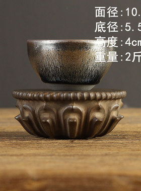复古中式石雕青石瓣莲座荷隔热杯垫壶承石头小底座