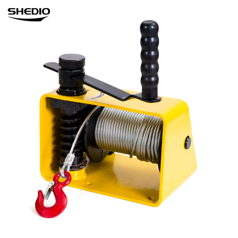 晟雕自锁手摇绞盘涡轮蜗杆卷扬机附刹车重型手摇绞车牵引机小吊机