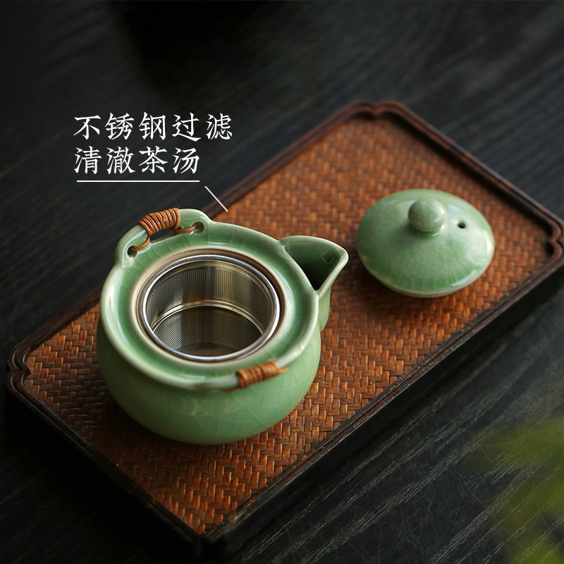 汝窑手抓壶泡茶器哥窑功夫茶具单壶防烫端大容量盖碗烫手