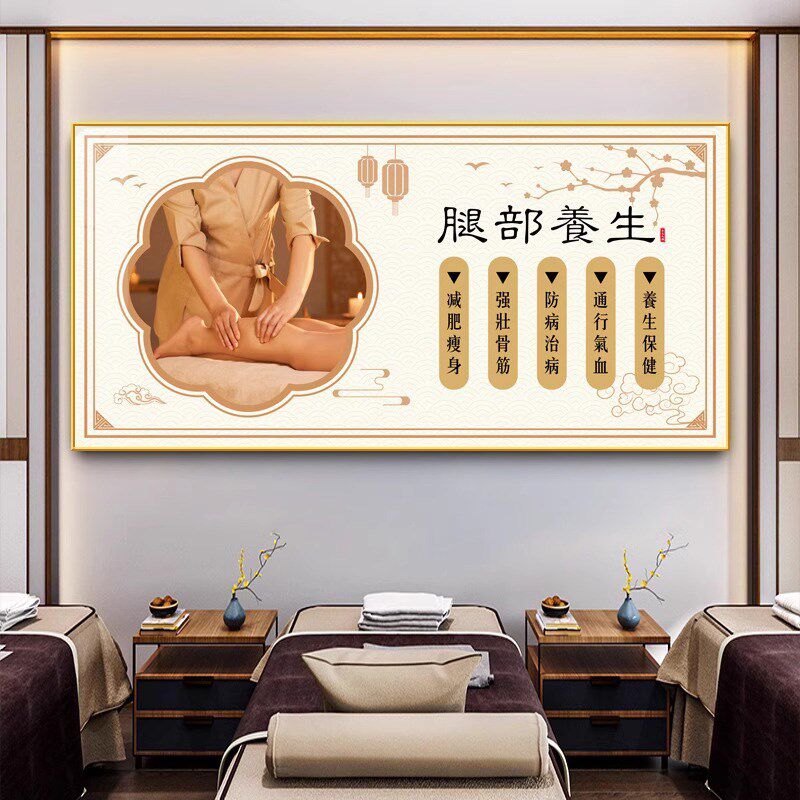 院墙面挂画养生馆会所理疗背景墙布置装饰画中医海报壁画