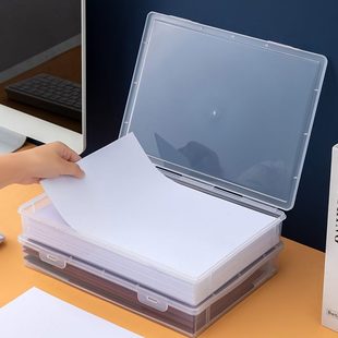 办公室A4纸证件合同收纳盒长方形家用桌面透明小杂物收纳盒整理盒