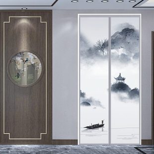 布艺门帘遮隐私挂帘挡风防走冷空调帘免打孔家用卧室防尘遮丑隔断
