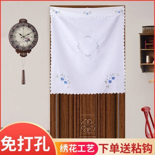 卫生间遮挡半帘 白门帘卧室家用免打孔厨房半截挂帘布艺隔断帘四季