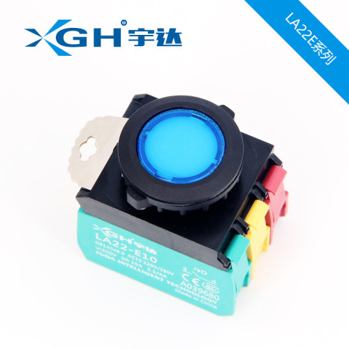 宇达模块按钮开关防水自复位自锁LA22E-11D带灯启动停止开关 220V