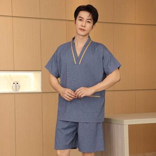 洗浴中心浴服 苎麻2024新款 汗蒸服男款 高档桑拿服女情侣装 按摩大码
