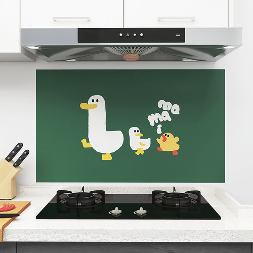 厨房防油贴纸自粘防水灶台墙纸壁纸耐高温创意卡通装饰墙贴画加厚