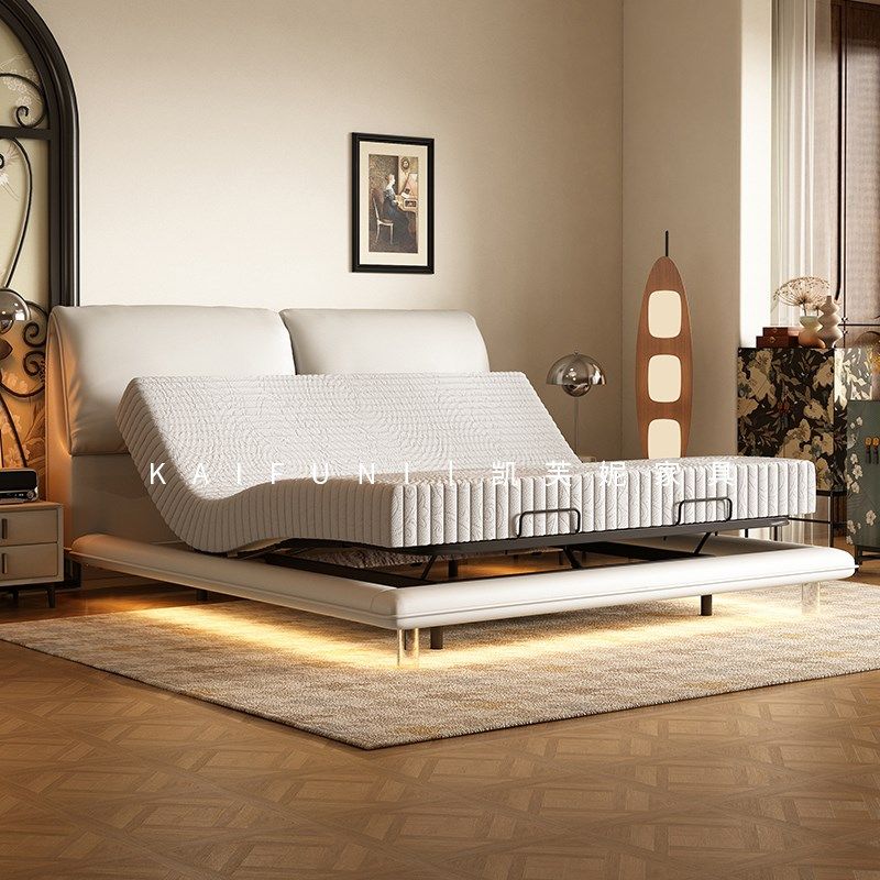 大象耳朵轻奢现代悬浮床电动智能真皮床网红头层牛皮双人卧室皮床,住宅家具,电动/智能床,淘宝优惠券,粉丝福利购,淘宝优惠卷