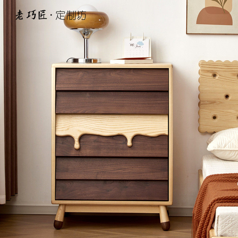 卡通白蜡木蜡油黑胡桃硬枫木卧室储物柜上形纽扣床头柜牛奶斗柜,住宅家具,儿童斗柜,淘宝优惠券,粉丝福利购,淘宝优惠卷