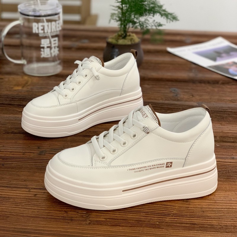 6CM内增高小白鞋女2024春秋新款百搭真皮松糕女鞋厚底运动休闲鞋,女鞋,深口单鞋,淘宝优惠券,粉丝福利购,淘宝优惠卷