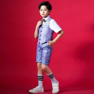 男童礼服高级感时尚舞台走秀表演服生日男孩演讲主持人钢琴演出服