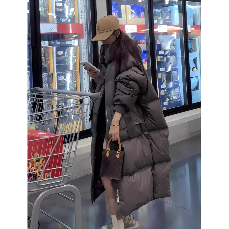 黑色长款冬装孕妇装羽绒服新款爆款过膝大被子长款外套大衣洋气女