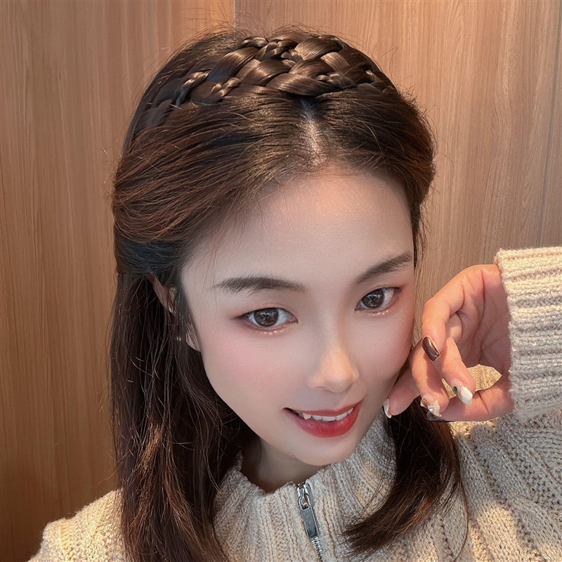 百搭艺术款假发发箍麻花辩子纯手工编织带防滑齿头箍头饰