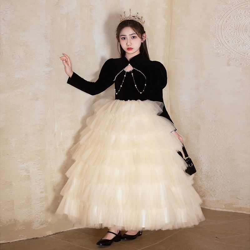 女童绝美小礼服秋冬高级感钢琴演奏十岁生日女孩公主裙舞台演出服