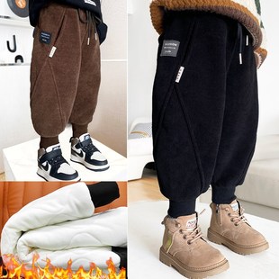 男童棉裤2024冬季特厚灯芯绒裤子外穿高腰加绒加厚三层一条过冬潮