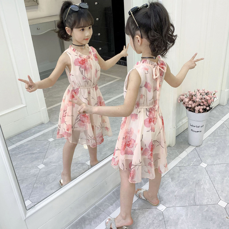 儿童时尚网红夏装2020新款雪纺公主裙9女童连衣裙子女孩8岁背心裙