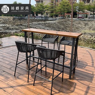 户外休闲家具庭院别墅室外酒吧餐厅吧台椅露天咖啡奶茶店高脚桌椅