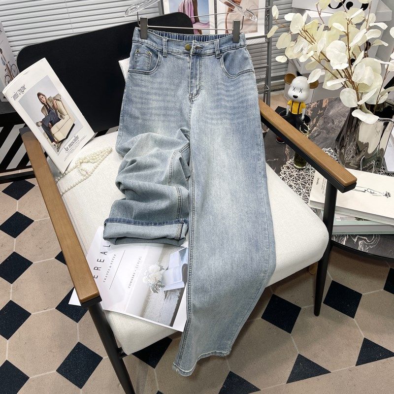 胡子叔大码女装牛仔裤女阔腿裤胖mm裤子胯宽高腰弹力长裤直筒裤,女装/女士精品,大码裤装,淘宝优惠券,粉丝福利购,淘宝优惠卷