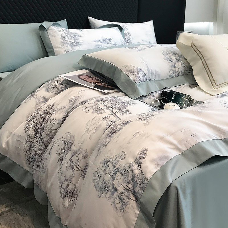 高端轻奢高级感长绒棉四件t套纯棉100全棉被套床单床笠款床上用品