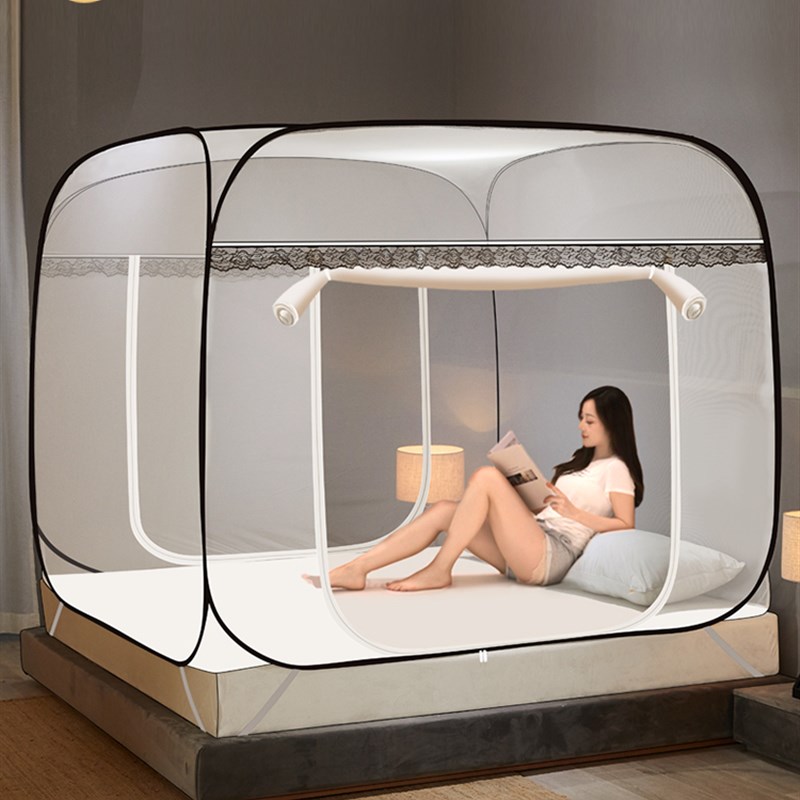 2022年d新款蒙古包免安装蚊帐家用卧室儿童防摔加密可折叠无需支