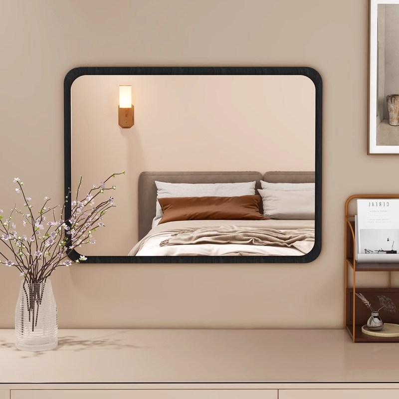 镜子家用台式桌面化妆镜中古风梳妆台大号梳妆镜卧室壁挂高清方镜