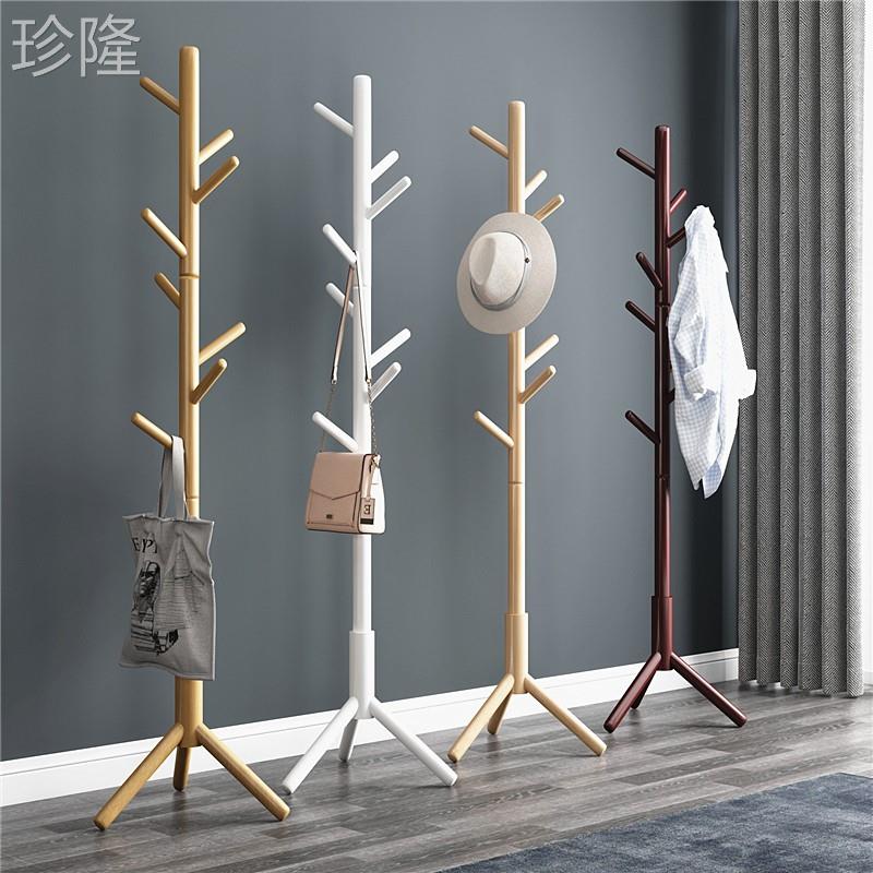 实木挂衣架落地卧室衣帽架简易衣挂晾衣架家用衣服架办公室挂包架