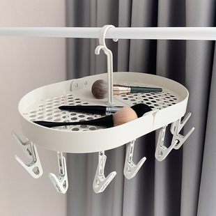 可折叠旋转家用挂袜子衣架带夹子多功F能网格晾衣架晒内衣内裤神