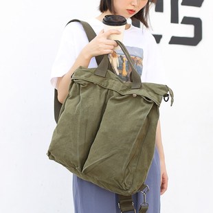 日韩简约复古女士双肩包水洗做旧帆布手提包百搭单肩斜挎书包旅行
