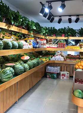 可定木质水果架水果店架子百果园水果货架展示架收银台中岛展示x&