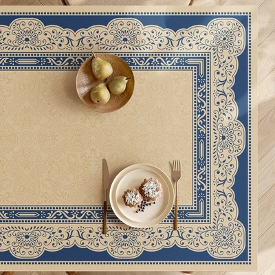 伊洛迪法式花纹皮革餐桌垫复古茶几餐边柜防水防油桌布桌面保护垫