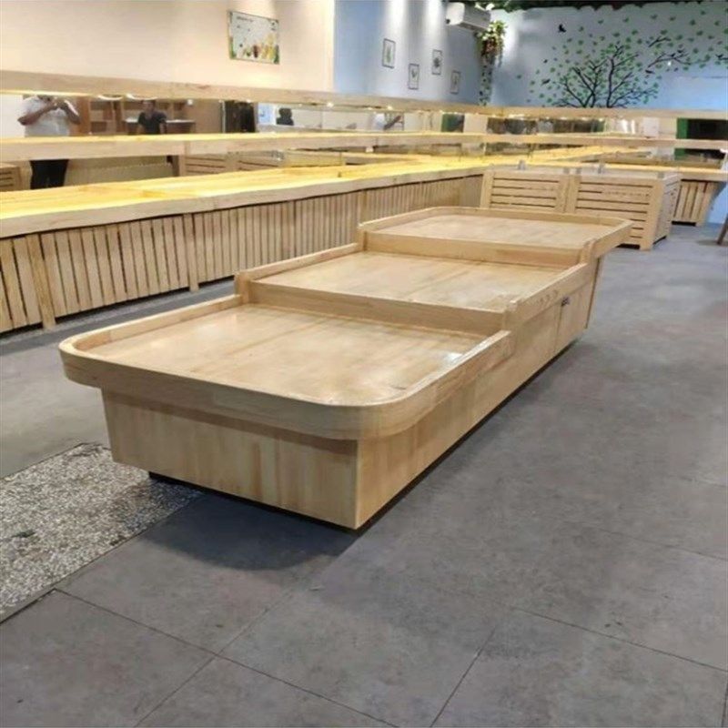 百果园货架零食超市架多层创意收银吧台梯形中岛展示边柜
