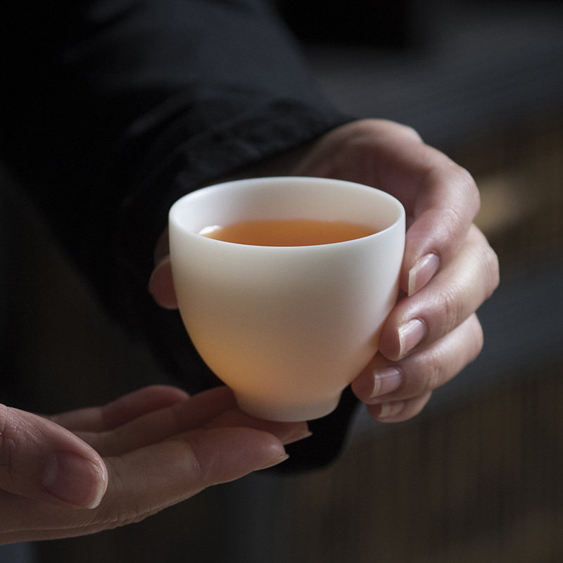 羊脂白玉瓷杯单品茗功夫茶具茶杯装大小号杯礼品