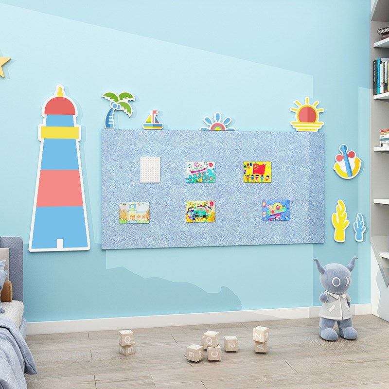 毛毡公告栏文化幼儿园毛毡板作品展示墙贴自粘软木板照片墙面装饰