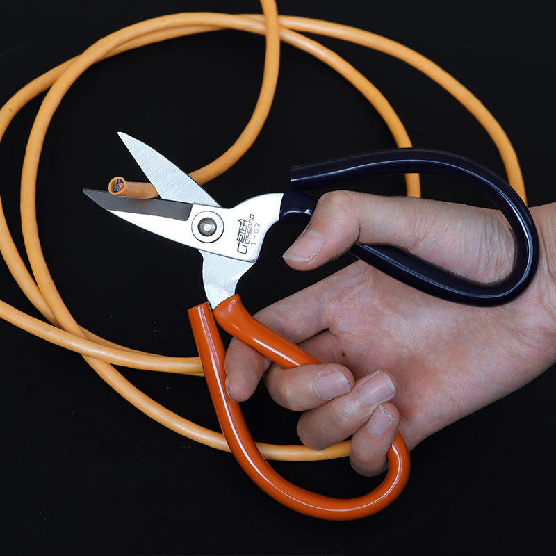 柘荣剪刀工业用强力短嘴铁皮剪子防锈五金巨正升电线电工剪刀家用