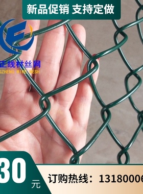 绿色包塑勾花网球场围栏学校体育场防护网菱形铁丝网4mmZ丝径6厘