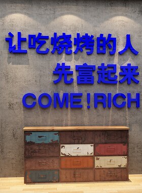 网红烧烤肉串饭店装饰创意工业风墙面贴纸M壁画夜宵餐饮馆背景布