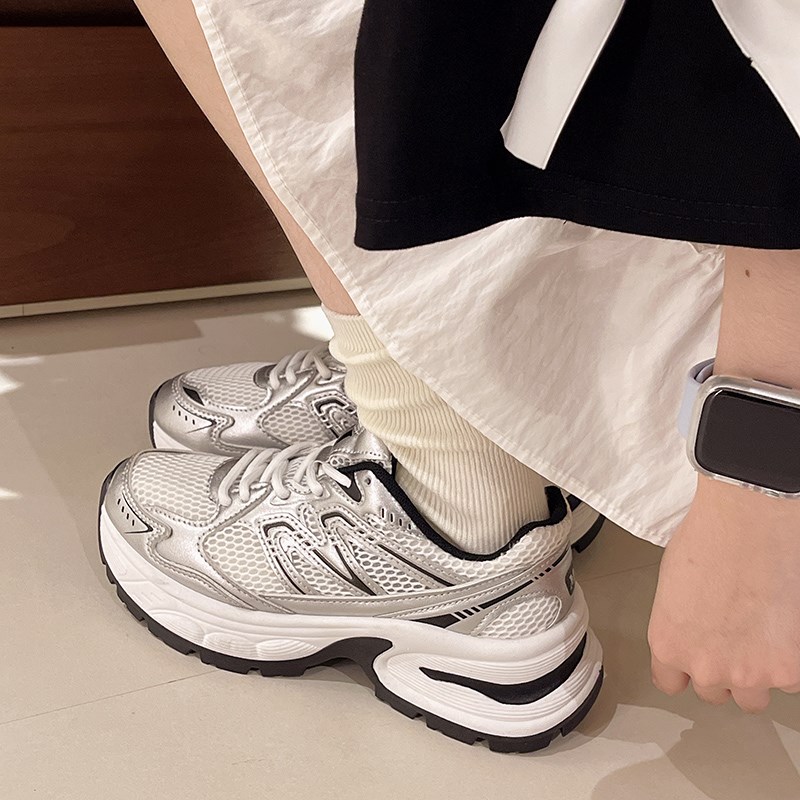 厚底老爹鞋女202m4年新款网面透气休闲运动鞋增高百搭轻便跑步鞋