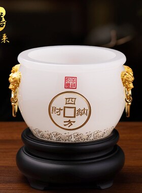 琉璃聚宝盆c摆件招财客厅玄关办公室装饰高档乔迁新居礼品开业礼