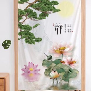 风格 中式 布艺门帘福字帘子半帘家用卧室隔断帘厨房卫生间隐私帘子