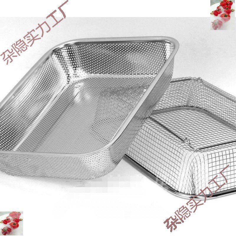 304长方形不锈钢沥水筐碗架控水网水H果篮大孔网框洗菜篮漏盆厨房