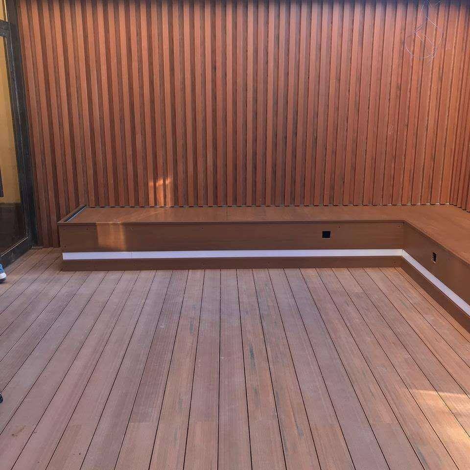 木塑封边板142*10阳台墙板塑木装饰室外露台栅栏围栏封条防水防腐