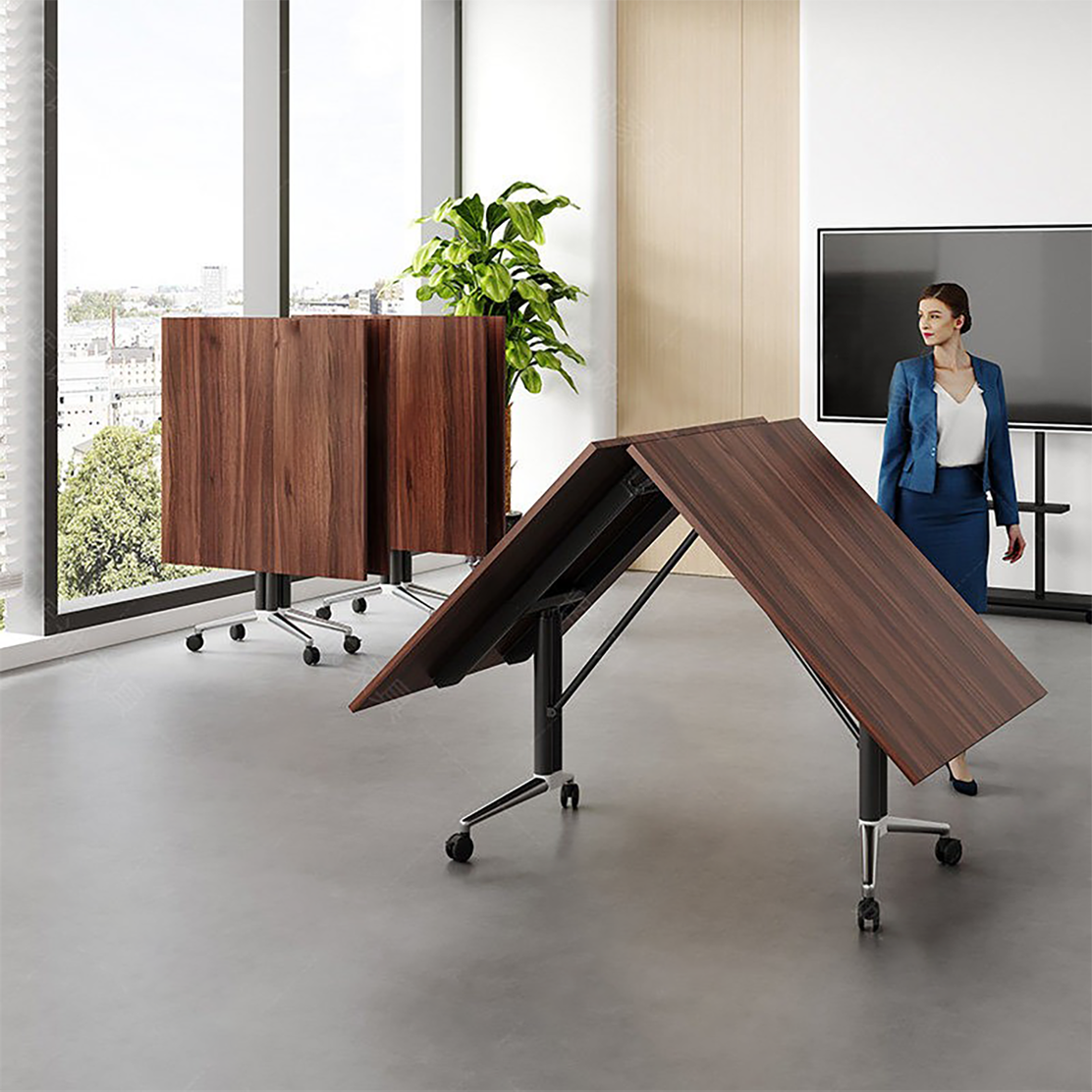 折叠移动会议桌长条桌培训桌拼接办公桌子带轮子超大组合洽谈桌椅,商业/办公家具,会议桌,淘宝优惠券,粉丝福利购,淘宝优惠卷