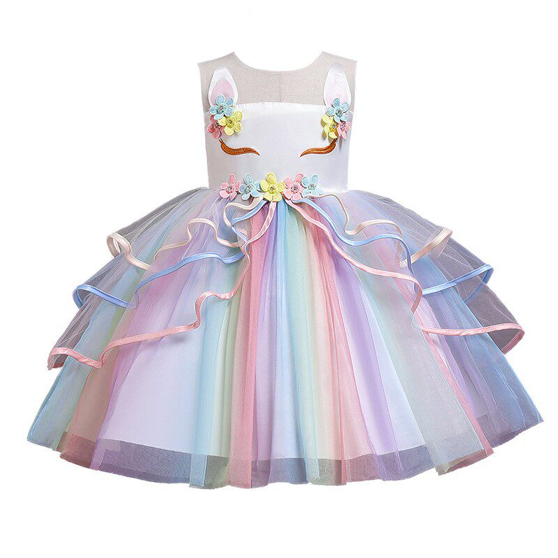 花童婚纱钢琴表演礼服裙小童软纱公主蓬蓬裙可爱裙子生日走秀裙