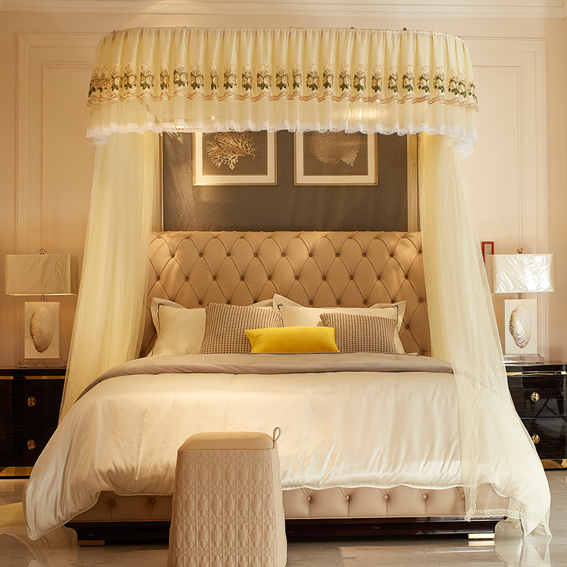 2021新款导轨蚊帐u型支架1.8m1.5米床家用轨道公主风欧式文帐2米