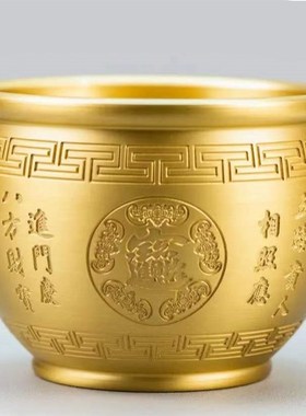 百福铜缸黄铜米缸纯铜摆件财源开业礼品存钱罐招聚家居客厅聚宝盆