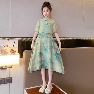 女大童夏装连衣裙2024新款夏季古风汉服裙子唐装中国风套裙两件套