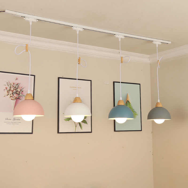 北欧LED护眼可移位轨道吊灯商用可调高低餐厅吧台吊线防眩导轨灯