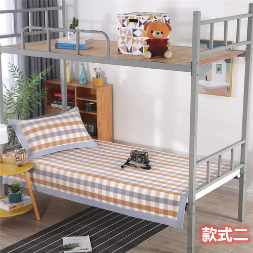 老粗布单人床单学生宿舍上下铺纯棉床单枕套可水洗夏凉席二件套