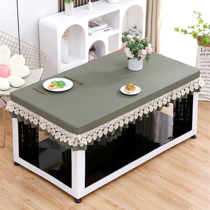 PU皮烤火桌防水防油皮罩长方形电炉茶几皮套电暖炉免洗桌布套桌垫