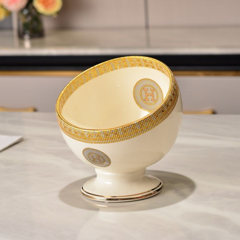 高档桌面垃圾桶家用陶瓷客厅茶几小号收纳桶无盖迷你轻奢果皮碗盆