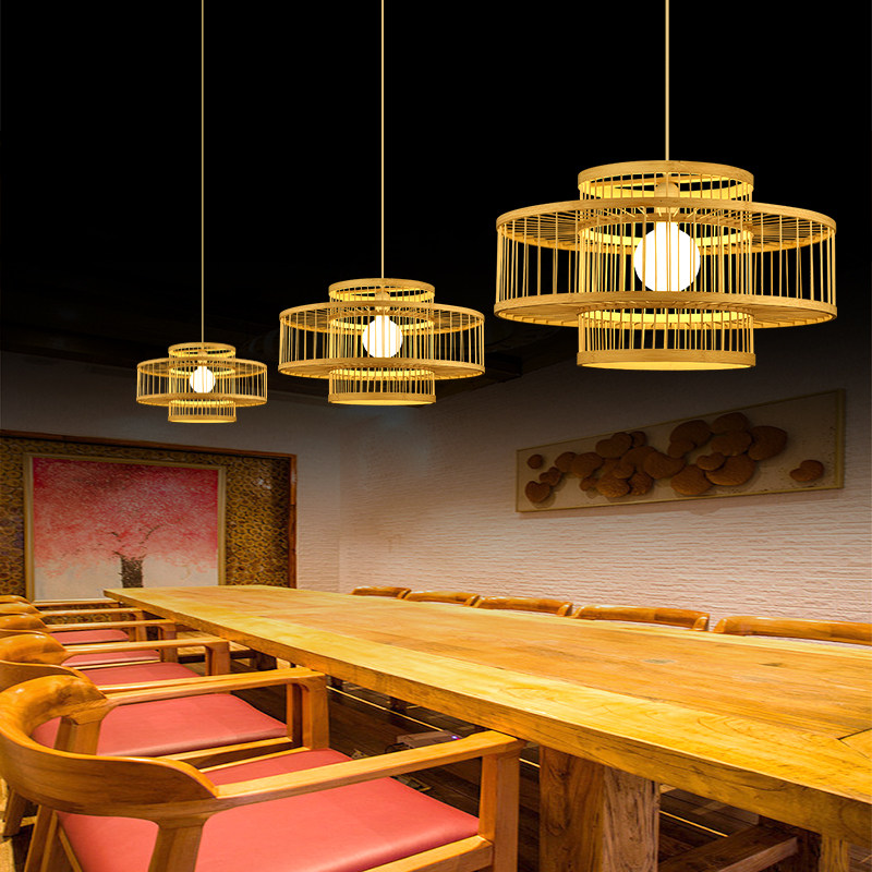 竹艺吊灯新中式火锅店餐厅竹灯创意民宿卧室茶楼日式竹编灯笼灯罩,家装灯饰光源,餐厅吊灯,淘宝优惠券,粉丝福利购,淘宝优惠卷